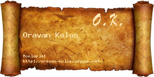 Oravan Kolos névjegykártya